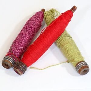 Vintage textile mill wooden yarn spools (lot of 3)